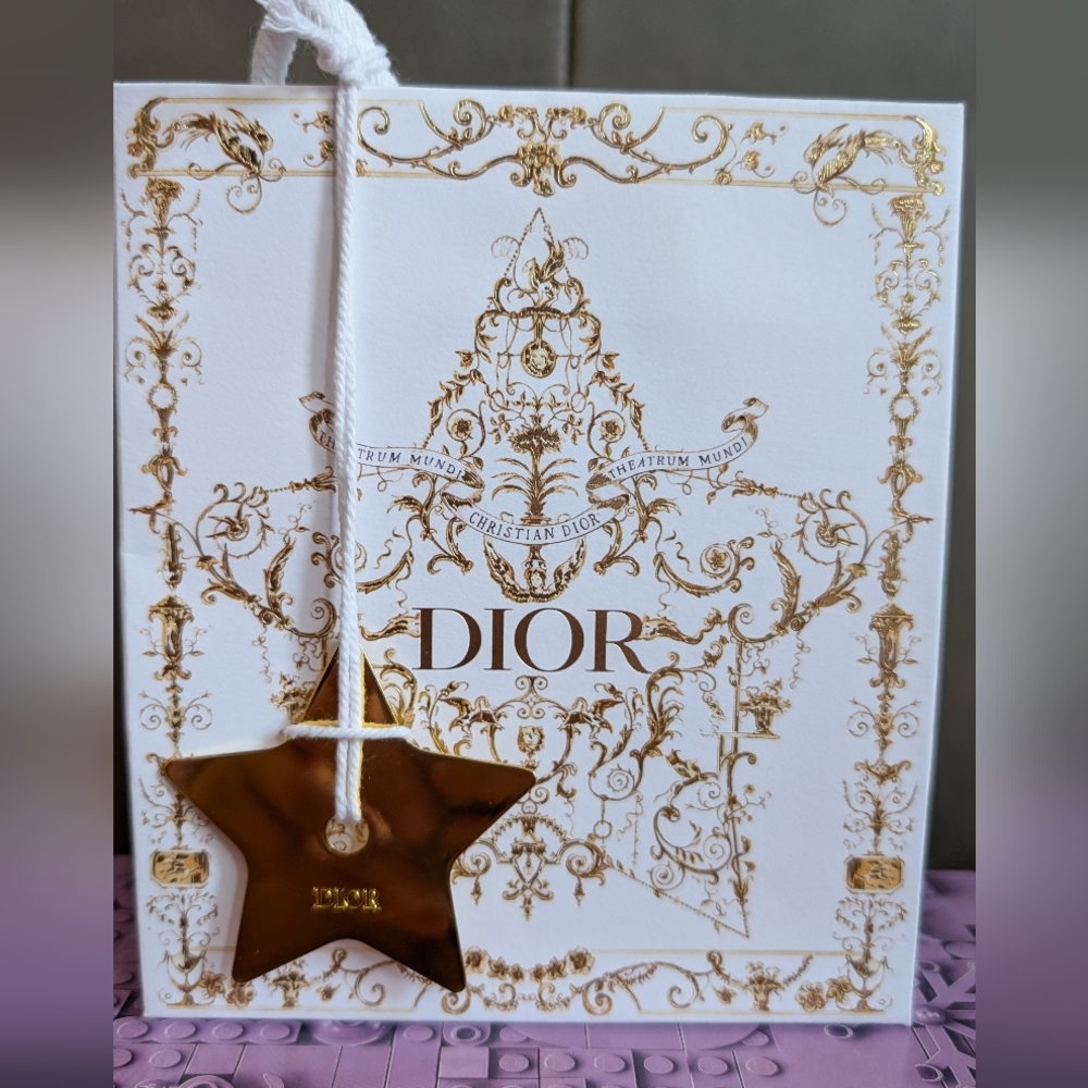 Dior Gold White Mini Gift Bag Star Charm